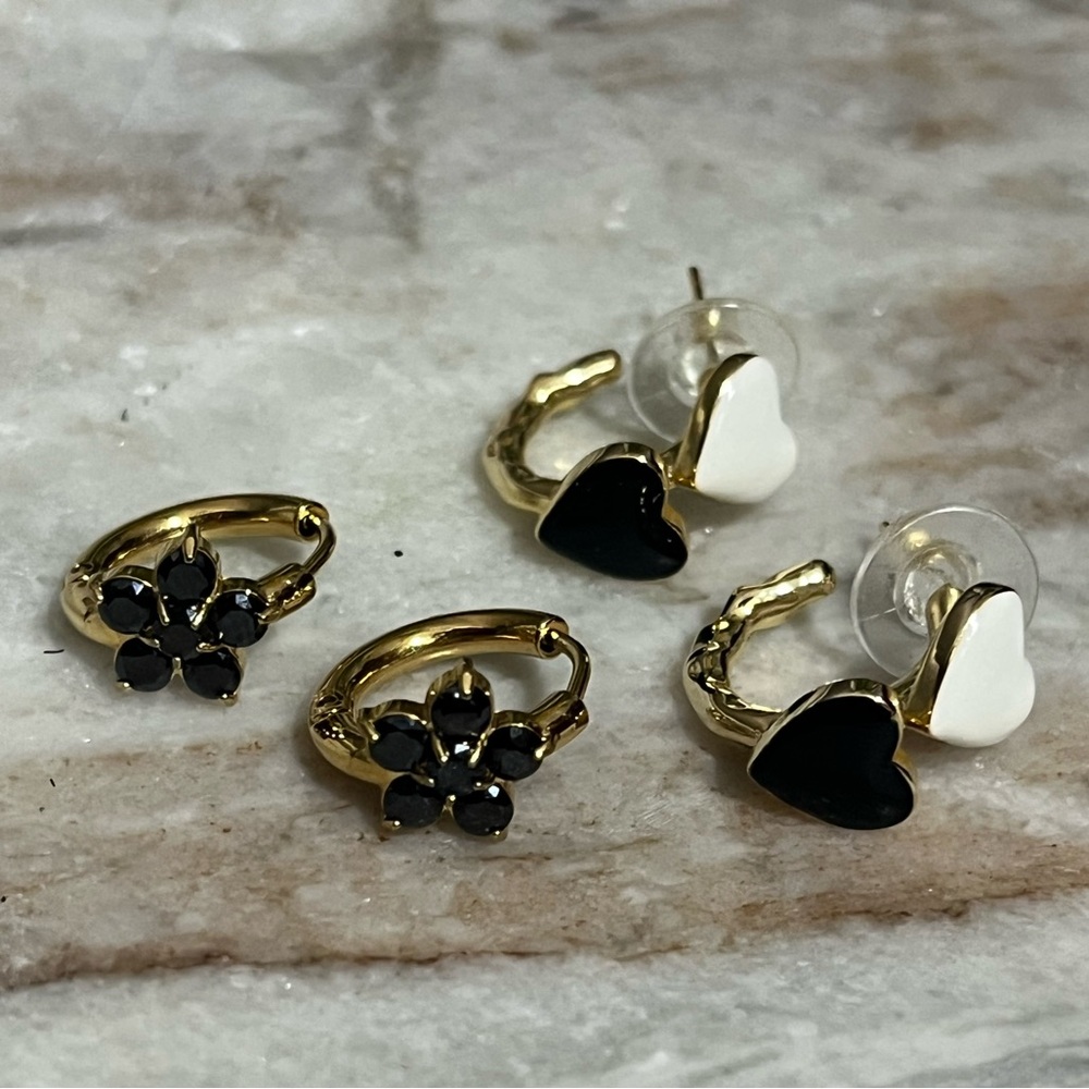 Heart and Flower Earrings Set